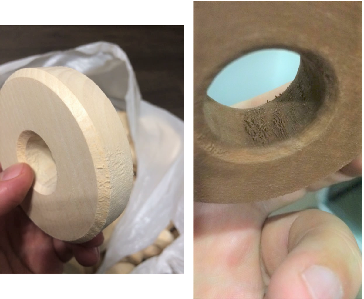 Сильный ворс на деревянной детали после ЧПУ  фрезера и красок на водной основе