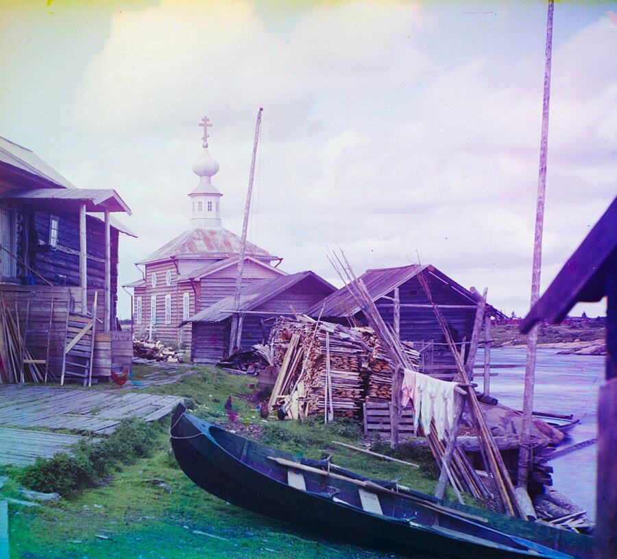 Виды вдоль Мурманской железной дороги. Рыбачий посёлок. 1915 год