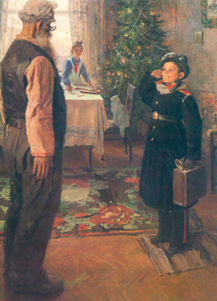 Это картина "Прибыл на каникулы" - первая часть трилогии художника Федора Решетникова. Фото из свободного доступа