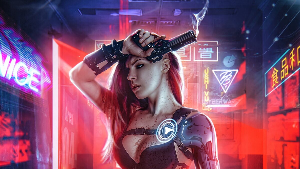 Арт https://img5.goodfon.ru/original/3456x1944/9/e5/cyberpunk-girl-with-gun-devushka-oruzhie-igra-game.jpg