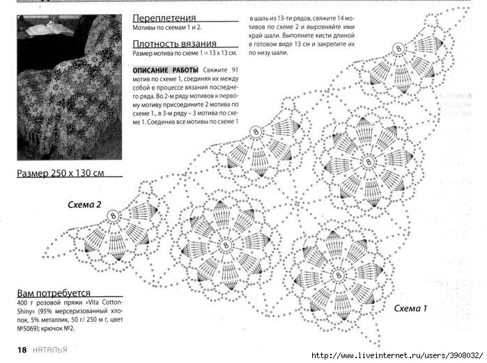 Шали крючком схемы из мотивов крючком схемы