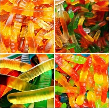 Обычный мармелад в виде червячков