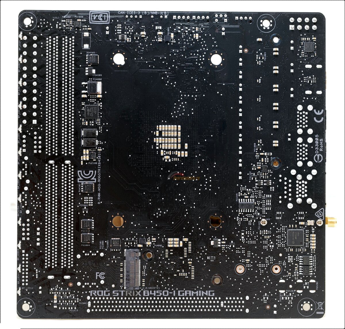 ASUS ROG Strix B450-I Gaming обратная сторона печатной платы