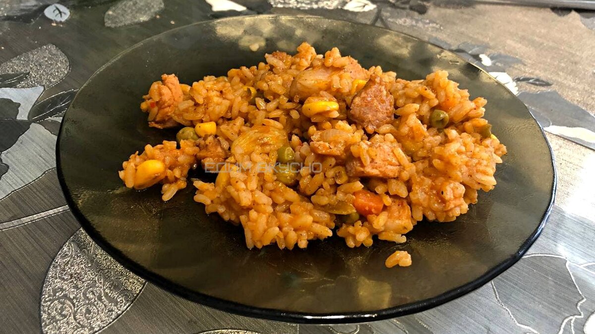 Рис с овощами и свиным шпиком