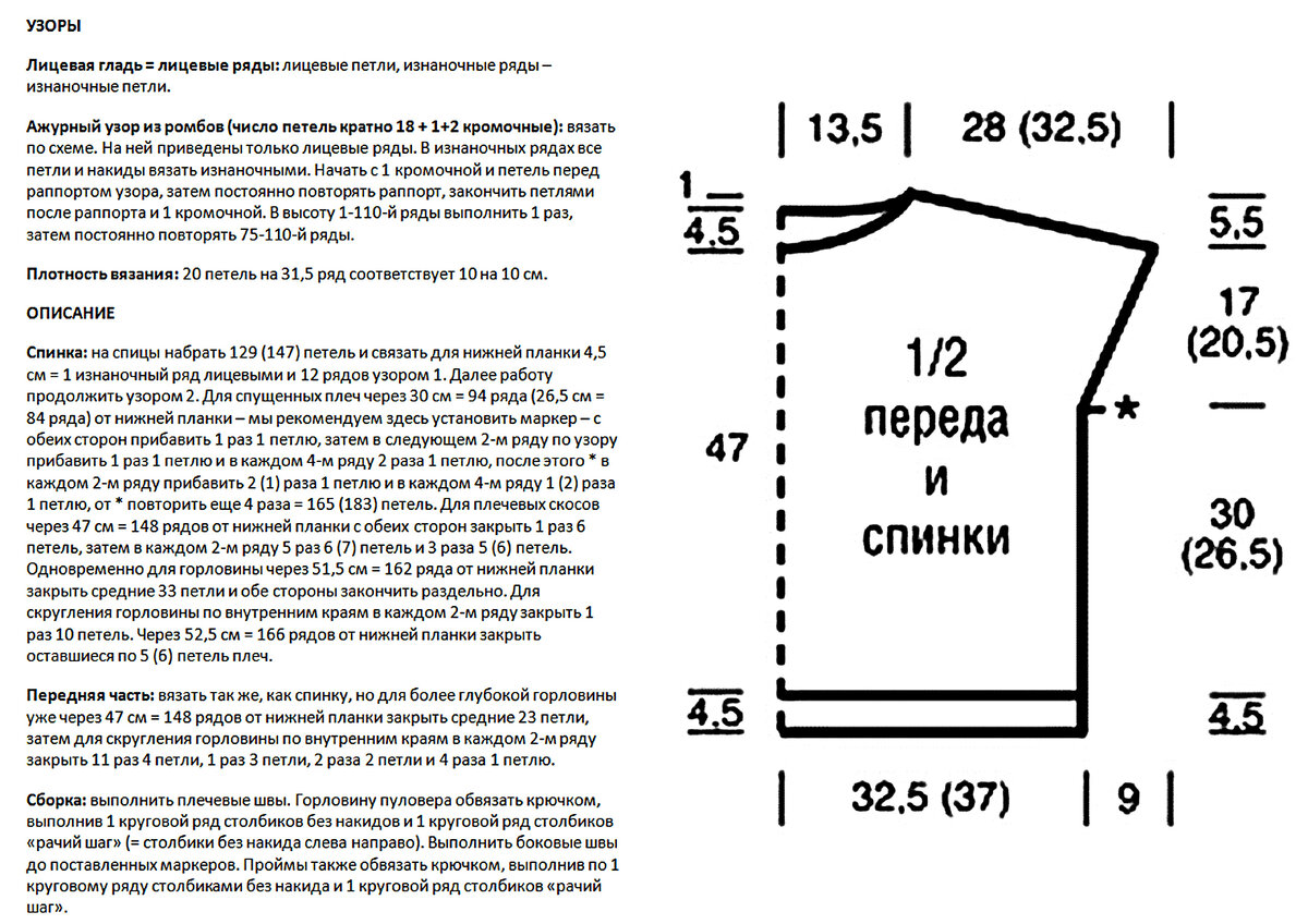Описание и выкройка к Бирюзе № 1. Листайте галерею, чтобы посмотреть схему узора ➔