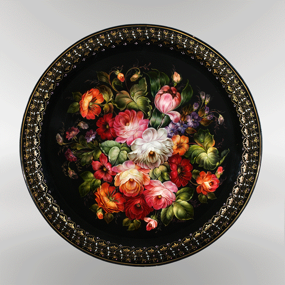 Пример Жостовской росписи. Фото с сайта https://rospatent.gov.ru/