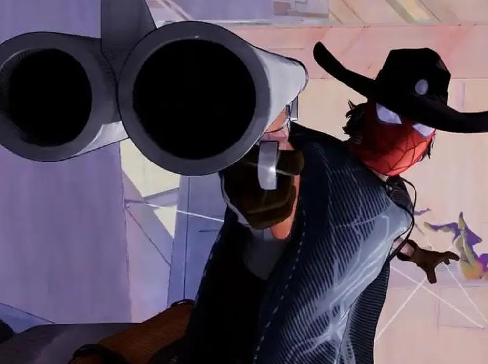 Кадр из фильма Spider-Man: Across the Spider-Verse. Режиссеры: Жуакин Душ Сантуш и Кемп Пауэрс и Джастин Томпсон. Художник: Дин Гордон, Араис Халид, Бруклин Эль-Омар. Производство: Arad Productions, Lord Miller, Marvel Entertainment, Pascal Pictures, Sony Pictures Animation, Sony Pictures Entertainment (SPE)