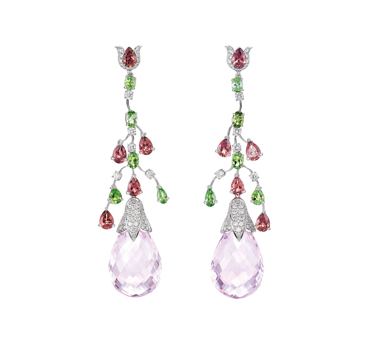 Серьги Chopard Temptations из белого золота с кунцитами, турмалинами и бриллиантами