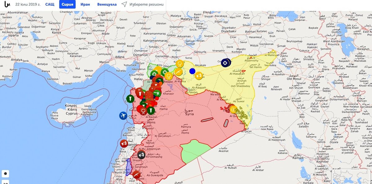 Положението в Сирия съгласно военните карти на 22.07.2019