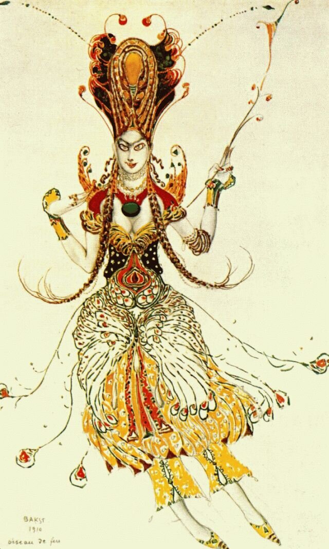 Л. Бакст эскиз костюма Жар-птицы, 1910 г.