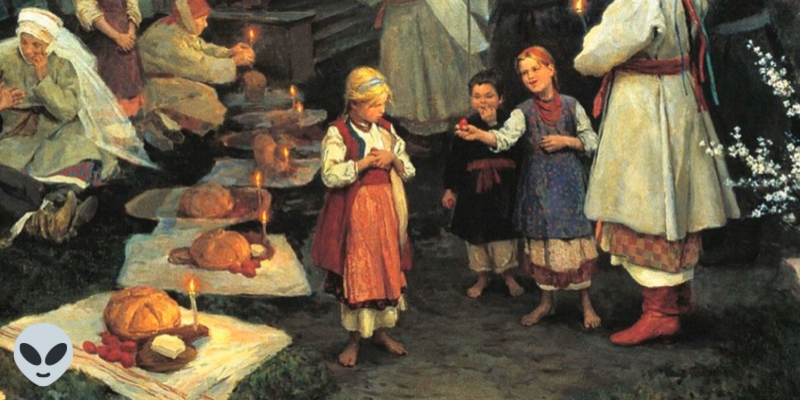 Картина «Пасхальная заутреня в Малороссии», художник Пимоненко Н. К., 1891. Фото с сайта: https://tvbesedka.com