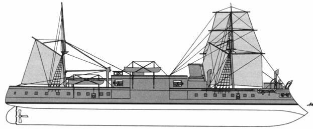 Внешний вид броненосца "Белляйл" на момент ввода в строй в 1878 г.