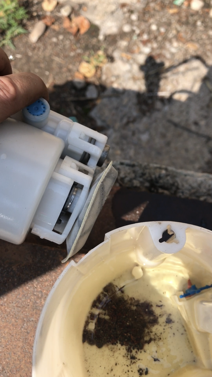 Песок на дне. И сама сеточка грубой очистки была забита песком