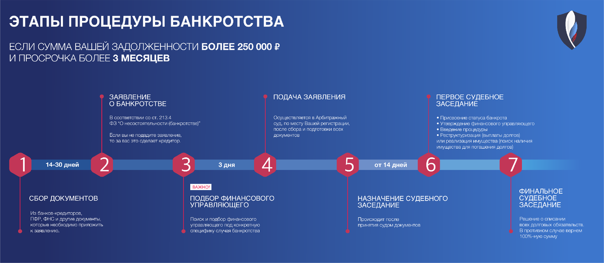 Карта этапов процедуры банкротства