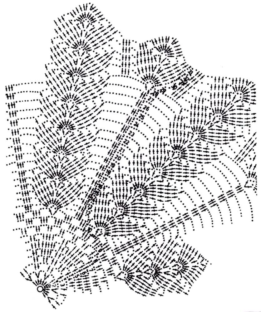 Шаль крючком узор листики