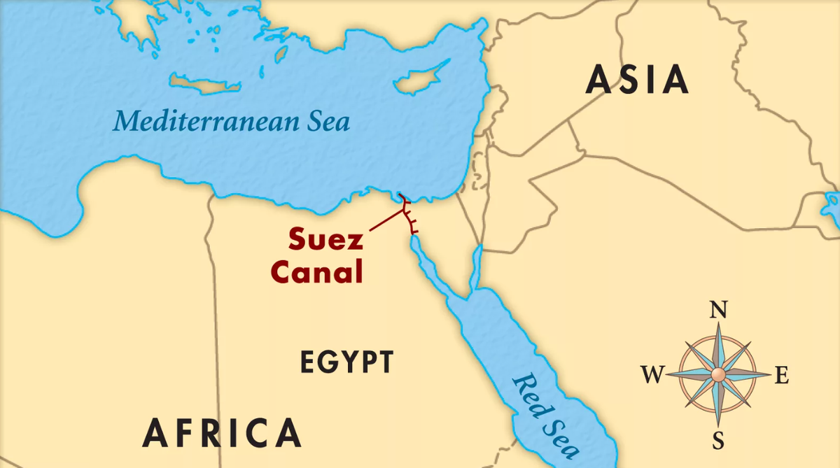Суэцкий канал на карте