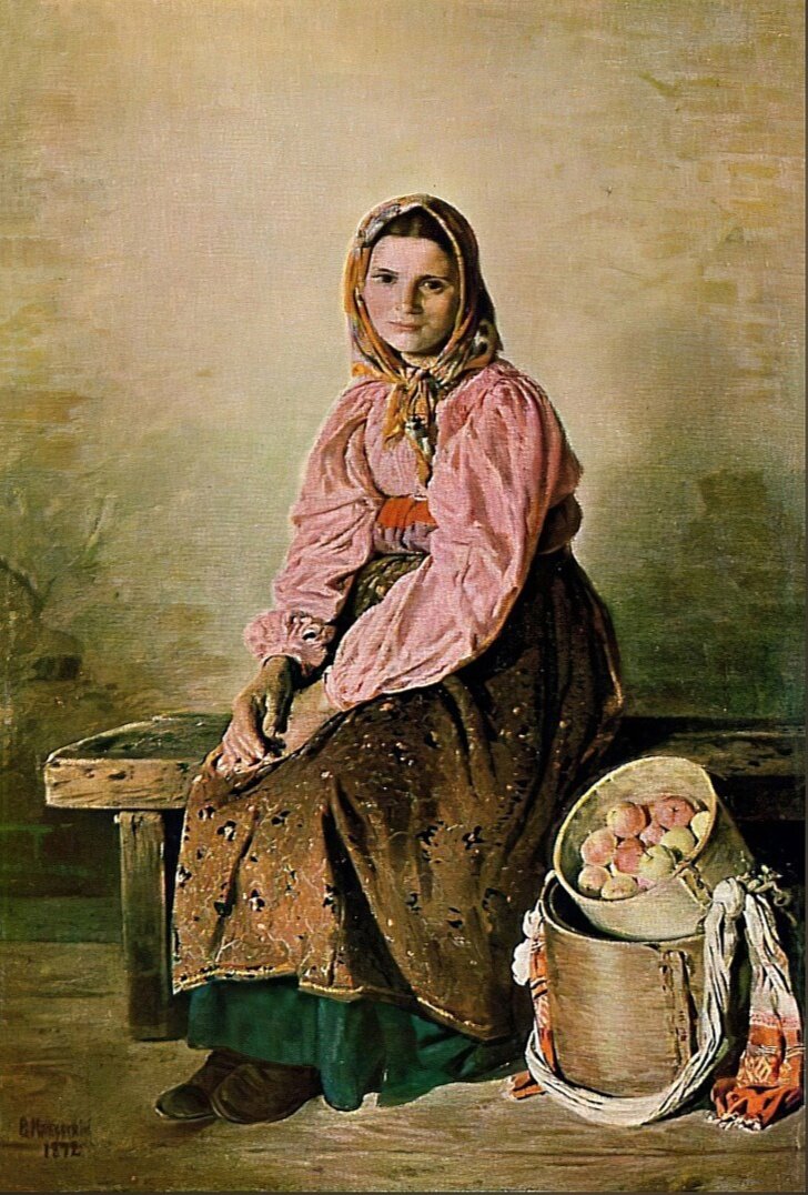 Маковский Владимир Егорович.  "Торговка яблоками", 1892
Холст, масло
Государственная Третьяковская галерея, Москва

