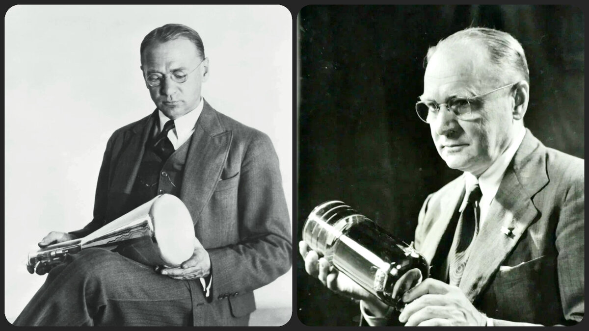 В. Зворыкин в разные годы жизни со своими изобретениями