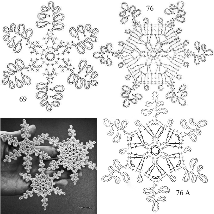 Большие снежинки крючком со схемами