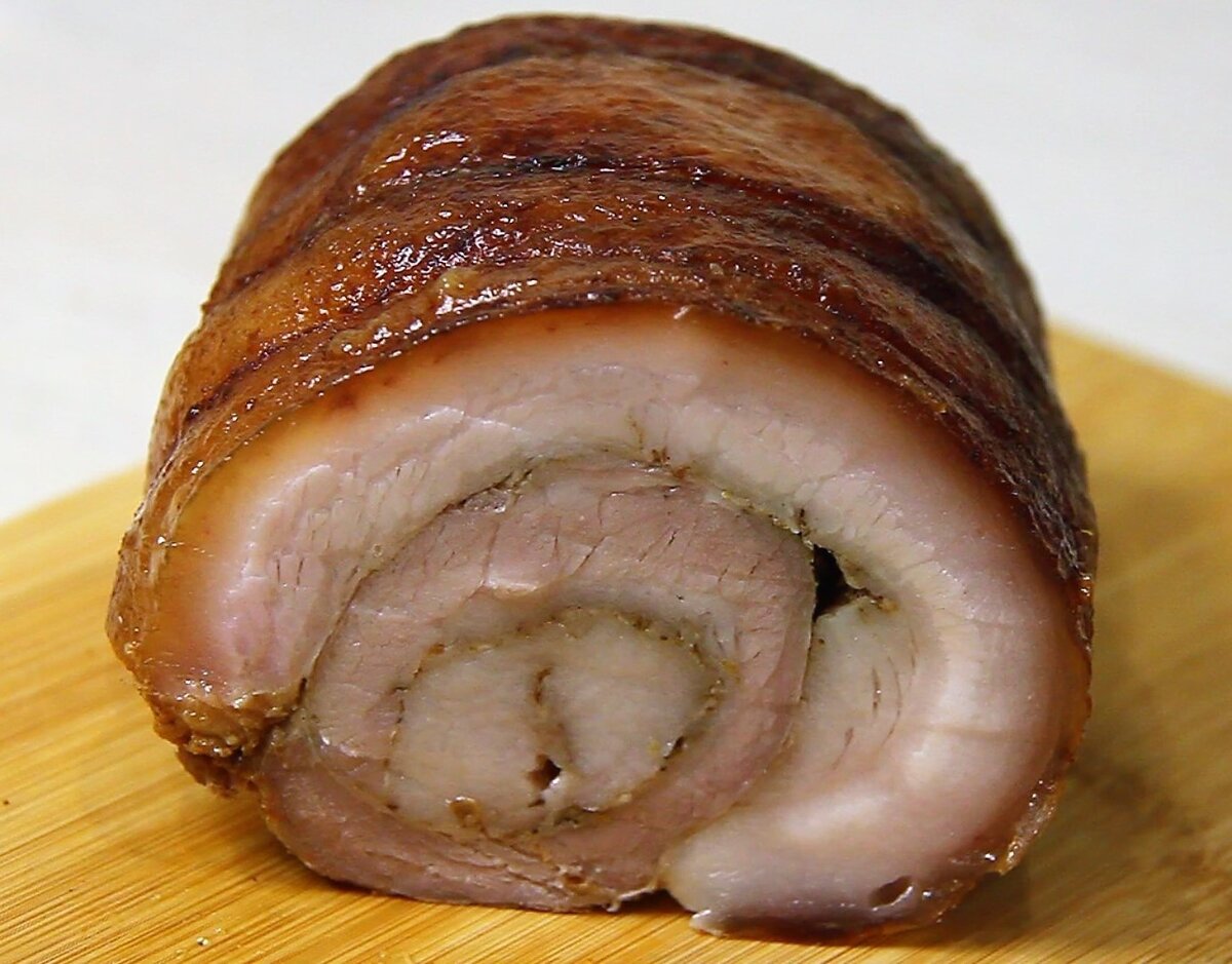 Домашний рулет из свиной грудинки запеченный в духовке рецепт с фото пошагово