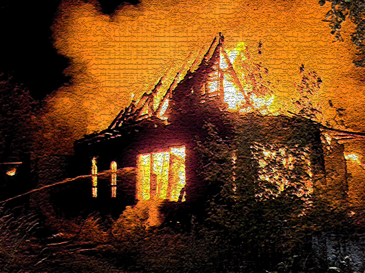 Фотошоп. Сгоревший дом.