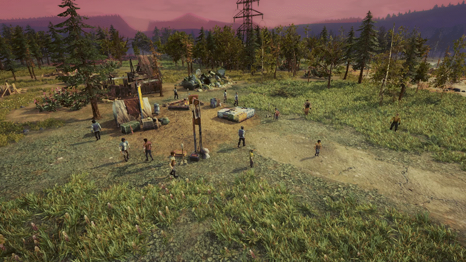 Колонисты на фоне нового лагеря