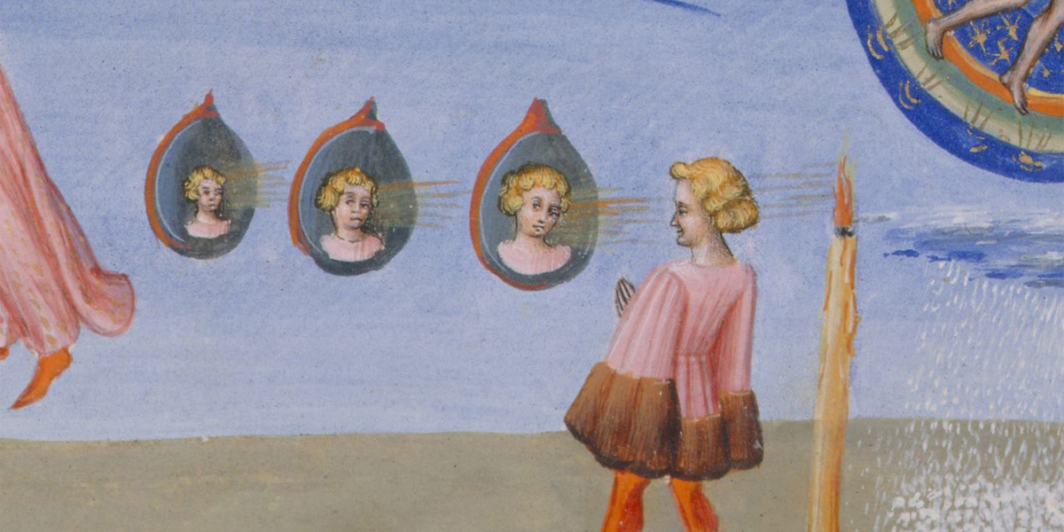 Миниатюра из итальянского манускрипта «Божественной комедии» Данте Алигьери. 1444 – 1500. 

The British Library