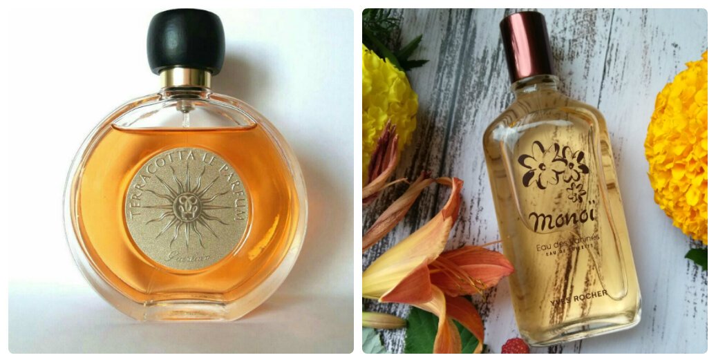 Коллаж: канал Гид Парфюм. На что похож аромат Моной Ив Роше. Какой аромат похож на Терракоту Герлен.