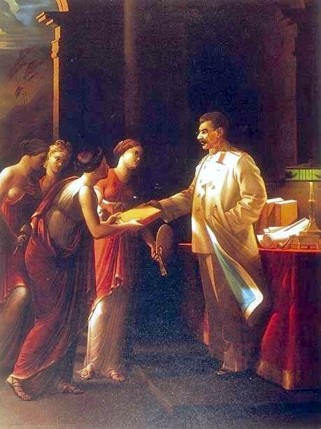 Источник фото: https://litobozrenie.com Автор картины: «Сталин и музы» В.Комар 