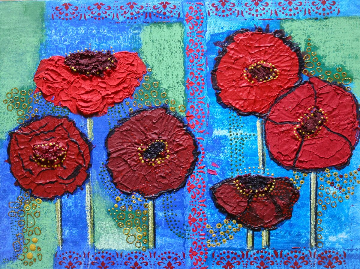Эти маки написаны мастихином.