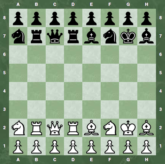 Figure 1. One of the random initial arrangements of pawns and pieces on a classic chessboard.