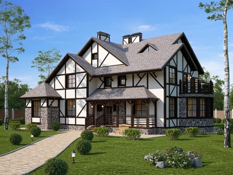 Проект современного фахверкового дома Шварцвальд (369 кв.м.)