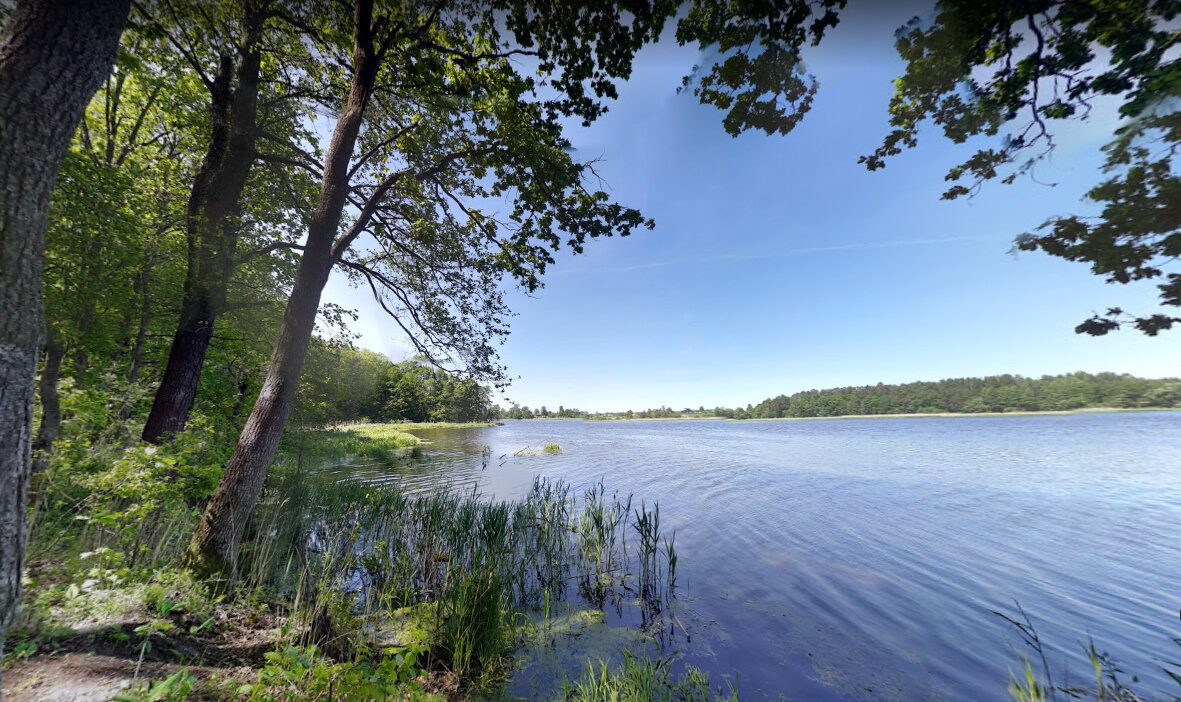 Вид на деревню с другой стороны реки Свислочь