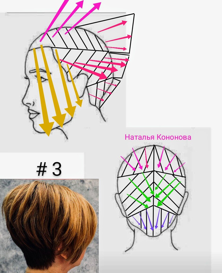 Схема ассиметричной женской стрижки