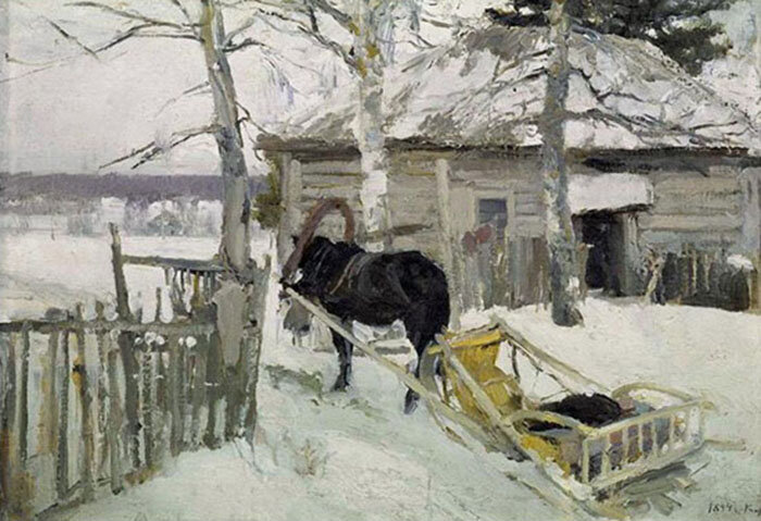Фотография картины К. Коровина "Зимой" (из открытых источников)
