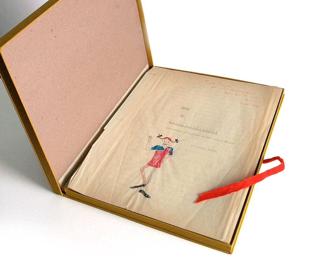 Фото: Рукопись книги про Пеппи, подаренная Астрид Линдгрен дочери Карин 21 мая 1944 года / Jacob Forsell/Astrid Lindgren AB