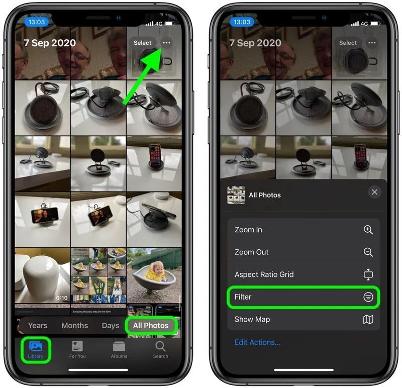 Коснитесь иконки в виде трёх точек, чтобы найти фильтры.