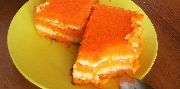 Слоеная запеканка с тыквой, творогом и манной крупой