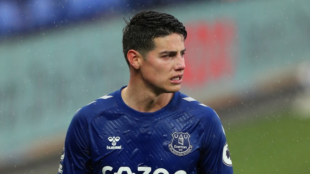 Хамес Родригес во время игры за Эвертон