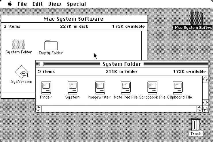 Sistem 1 на Macintosh 128k