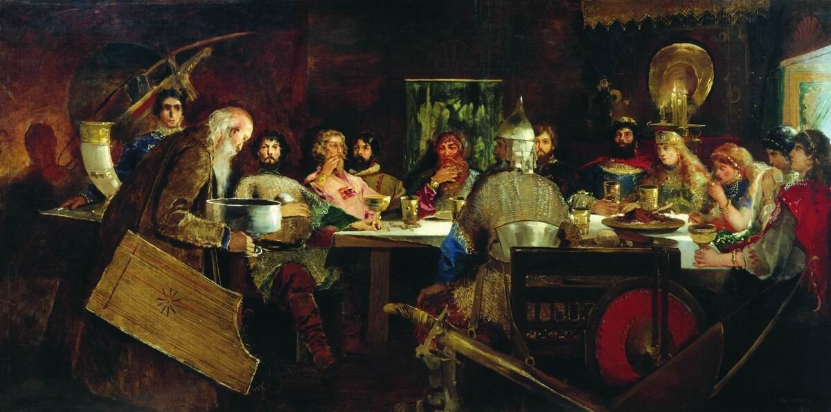 Пир богатырей у ласкового князя Владимира. Картина Андрея Рябушкина. 1888 год