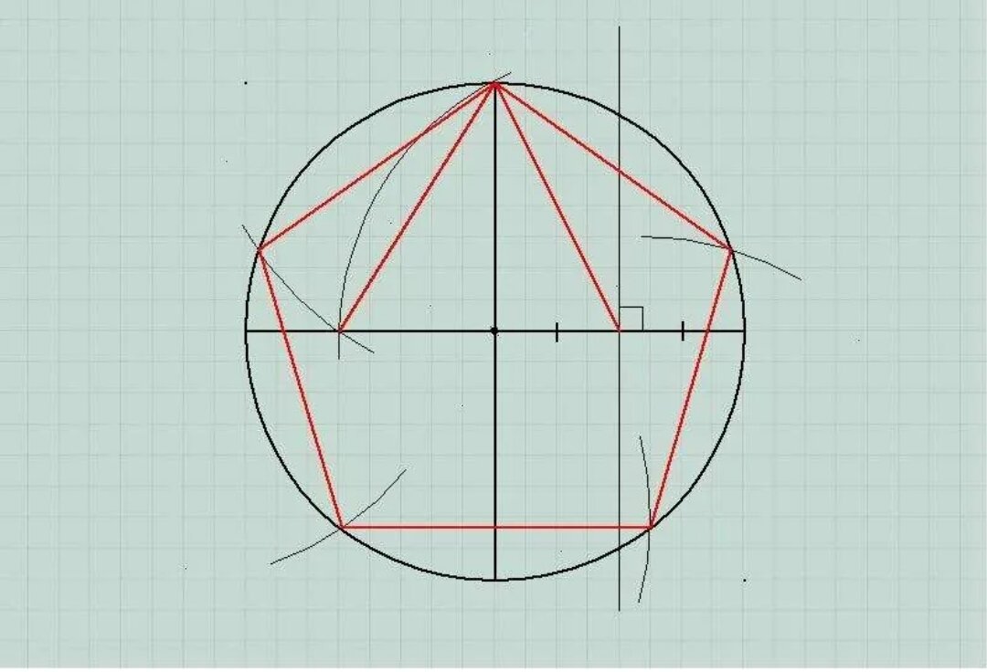 Как правильно начертить. Как построить пятиугольник в окружности. Как начертить пятиугольник в круге. Как начертить пятиугольник с помощью циркуля. Построение правильного 5 угольника.