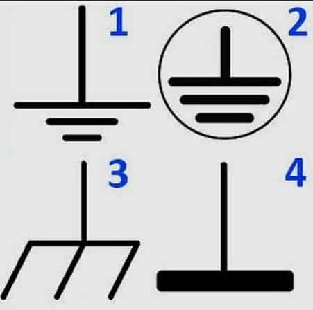 Как обозначается заземление на схеме рисунок