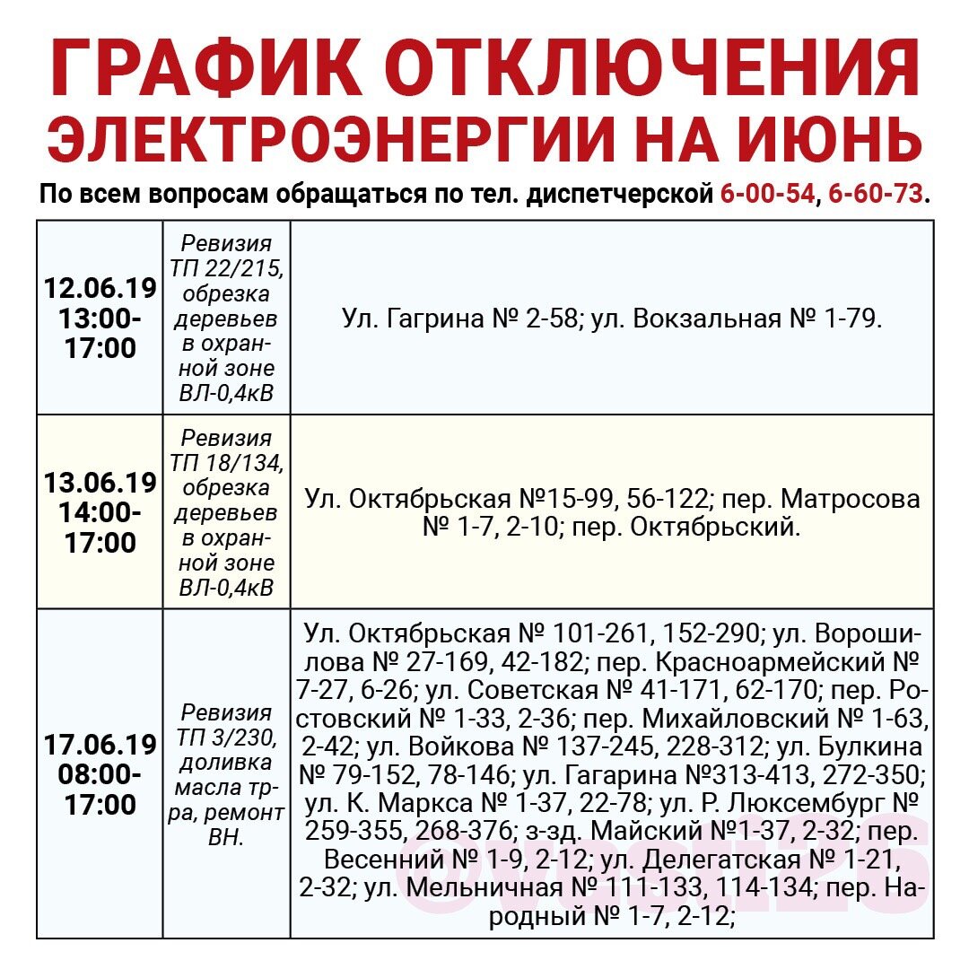 График отключения света в тирасполе 15 января 30 июня жители некоторых районов Астраханской области останутся без света KP.R