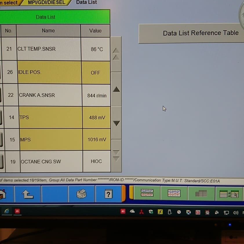 Данные со сканера MUT-3 Mitsubishi
