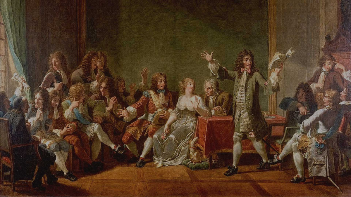 Molière Reading Tartuffe at Salon of Anne ‘Ninon’ de l’Enclos / Nicolas-André Monsiau