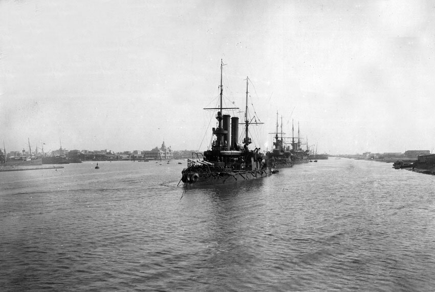 2 и 3 эскадры. Порт Артурская эскадра 1904. Корабль генерал Адмирал Апраксин. Вторая Тихоокеанская эскадра Адмирала Рождественского.