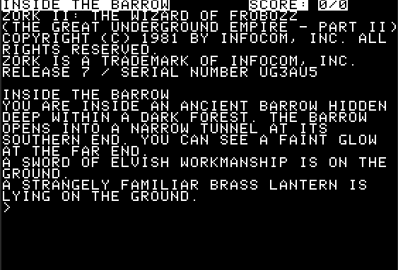 Так выглядели текстовые игры тех времен. Игрок читал художественный текст, затем в зависимости от вариантов должен был напечатать команду для своего персонажа, и игра реагировала на это показом текста с последствиями. Фото взято из Яндекс.Картинки