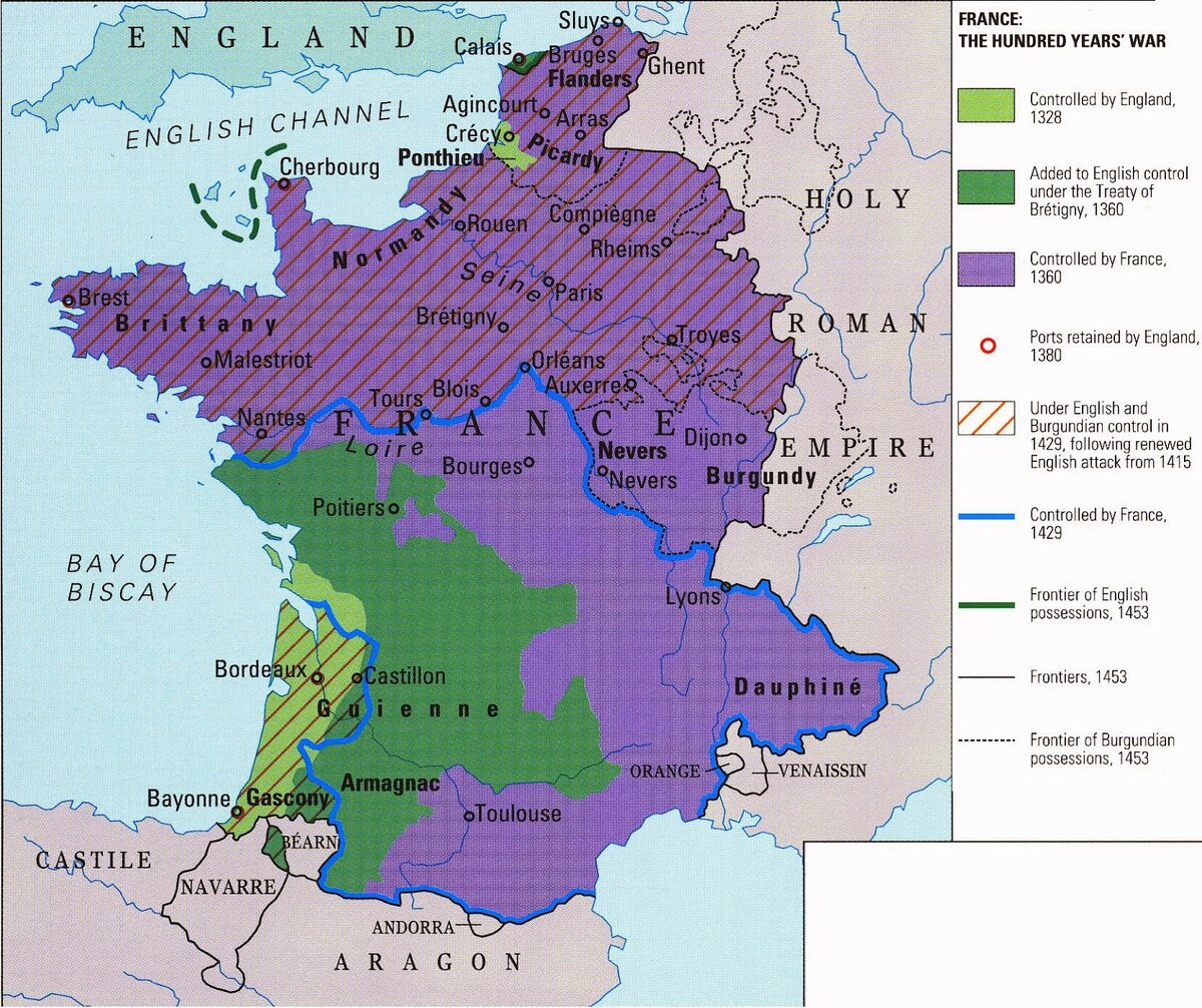 Карта англии и франции во время столетней войны