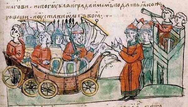 Из Радзивилловской летописи. Лодки на колесиках!
